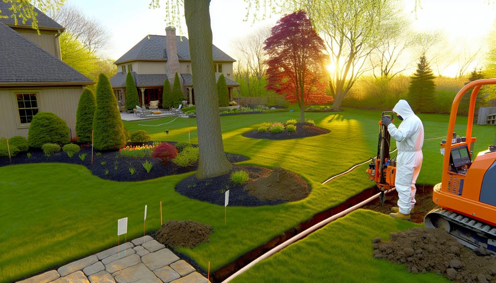 trenchless guided boring irrigation installation