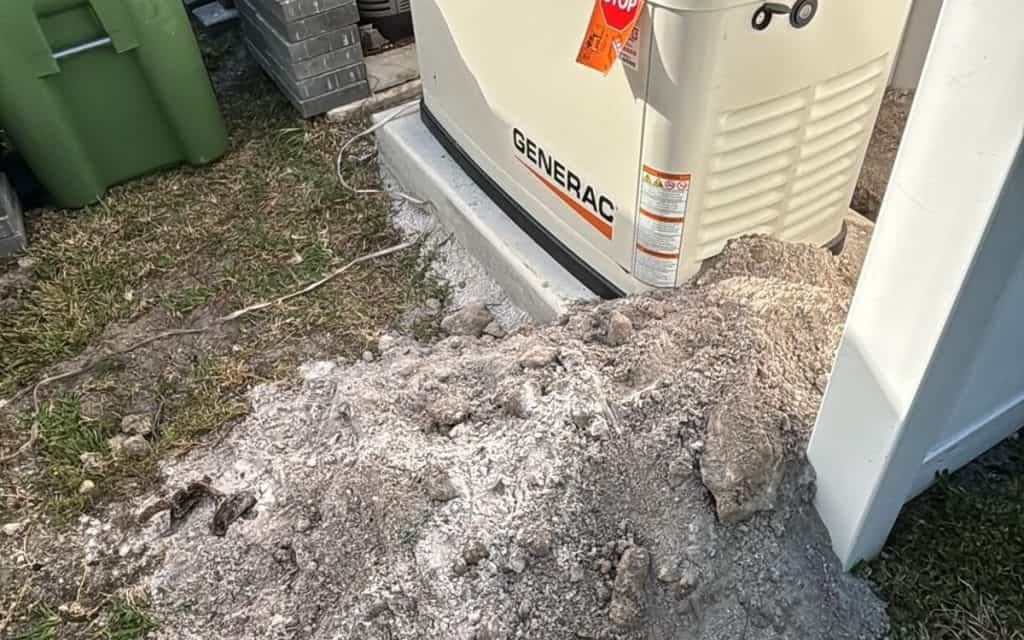 Standby generator install with directionally bored gas and electric lines