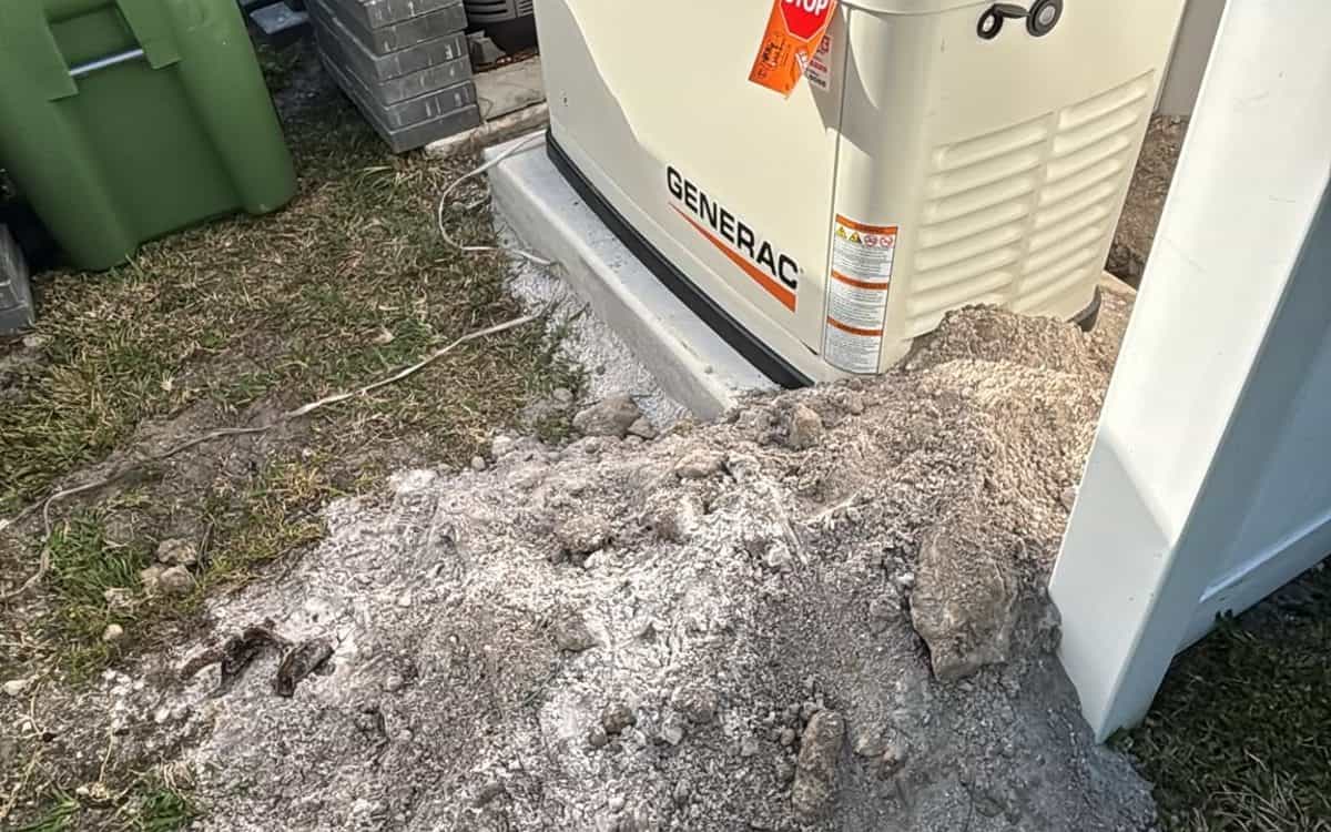 Standby generator installed with directionally bored gas and electric service lines
