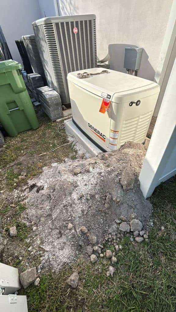 Standby generator installation with directionally bored gas and electric lines — serving Miramar, FL