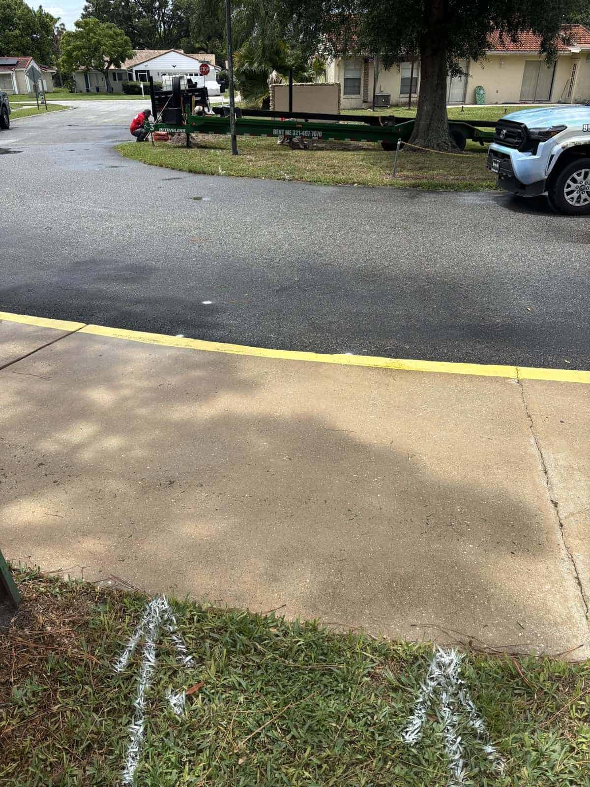 Boring Bros mobile service setup with equipment near residential area.
